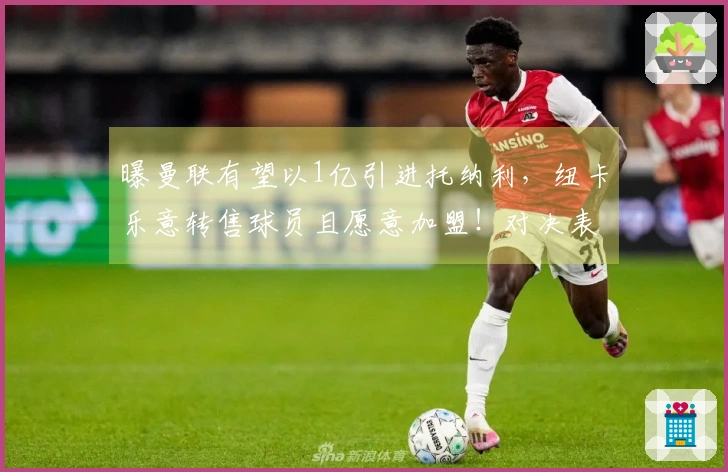 曝曼联有望以1亿引进托纳利，纽卡乐意转售球员且愿意加盟！对决表现令拉爵折服